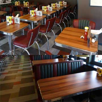 1950s American retro diner booth couchs and table, retro diner chairs and table set gallery-American one retro diner